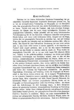 Über das Ziel und Methode des geographischen Unterrichts : [Korreferat]