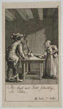 Illustration (8. Blatt) zu Shakespeare's König Heinrich IV., "Ihr seyd mir Geld..."