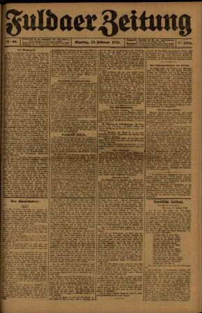 Ausgabe vom Montag, den 23. Februar 1920.