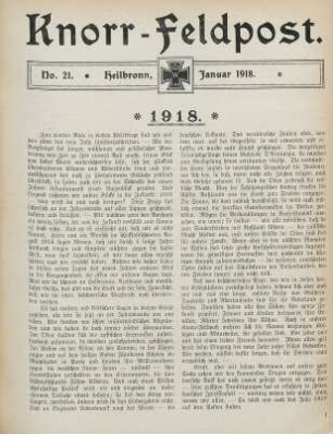 21.1918: Knorr-Feldpost