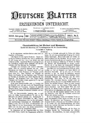 Charakterbildung bei Herbart und Meumann : Speziell die Bedeutung des Vorstellungslebens für die Charakterbildung ; (Fortsetzung)