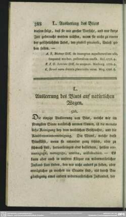 L. Ausleerung des Bluts auf natürlichen Wegen