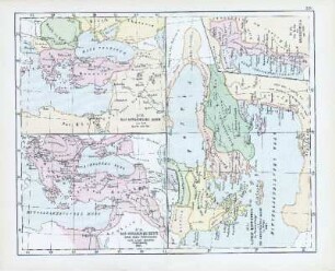 Das Oströmische Reich zur Zeit Karls des Gr. Die Reiche der Kreuzfahrer um 1142. Latein. Kaisertum in Constantinopel und die christlichen Reiche im Orient 1204. Das Osmanische Reich nebst seinen Schutzstaaten nach seiner grössten Ausdehnung 1682