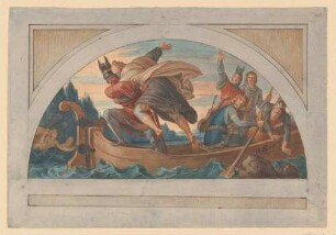 Der Nibelungen Not: Hagen wirft den Geistlichen ins Wasser