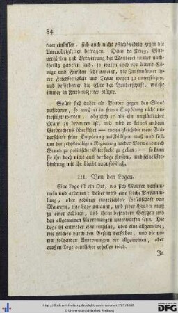 III. Von den Logen.