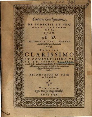 Centuria Conclusionum, De Ivdiciis Et Processv Ivdiciario