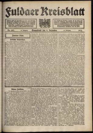 Zweite Ausgabe vom Samstag, den 09. Dezember 1911.