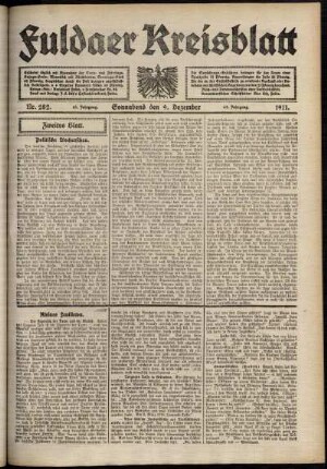Zweite Ausgabe vom Samstag, den 09. Dezember 1911.