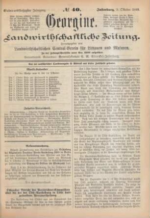 Siebenundfünfzigster Jahrgang. No. 40. Insterburg, 3. Oktober 1889.