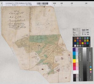 Oesterweg (Versmold) Teilung der Oesterweger Masch und der Beinlipsheide Entwurf (um 1780) o.M. unregelmäßig kol. Zeichnung (Reinhold) Spez.Verz. Markenkarten X Nr. 145
