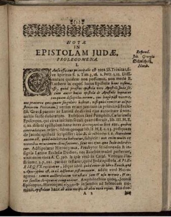 Notae In Epistolam Judae. Prolegomena.