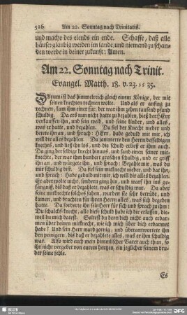 Am 22. Sonntag nach Trinit. Evangel. Matth. 18. v. 23-35