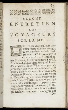 Second Entretien Des Voyageurs Sur La Mer