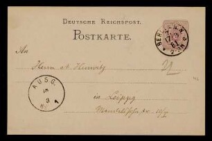 Nr. 4: Postkarte von Carl Runge an Adolf Hurwitz, Berlin, 17.3.1881