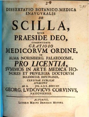 Dissertatio botanico-medica inauguralis de Scilla