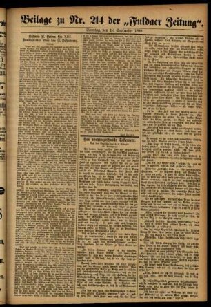 Zweite Ausgabe vom Sonntag, den 18. September 1892.