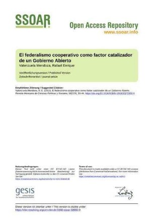 El federalismo cooperativo como factor catalizador de un Gobierno Abierto