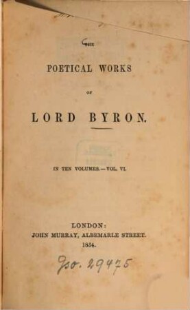 The poetical works of Lord Byron : In 10 vol., 6