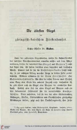 3(1849: Die ältesten Siegel des zäringisch-badischen Fürstenhauses
