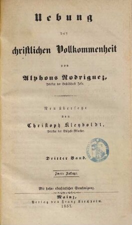 Uebung der christlichen Vollkommenheit, 3