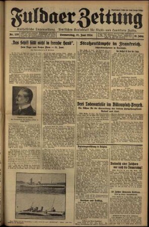 Erste Ausgabe vom Donnerstag, den 21. Juni 1934.