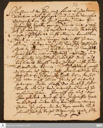 Brief von [August Hermann Francke] an einen Grafen.