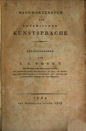 Handwörterbuch der botanischen Kunstsprache