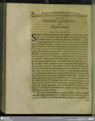 Dissertatio VII. De Servitutibus