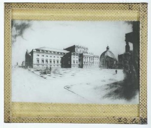 Berlin, Staatsoper Unter den Linden,Berlin, St. Hedwigs-Kathedrale,Berlin, Bebelplatz,unbekannt (20. Jh.), Bebelplatz Staatsoper und Hedwigskathedrale (Zeichnung)