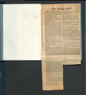 Zeitungsausschnitte über den Prozess gegen Hauptmann von Kessel