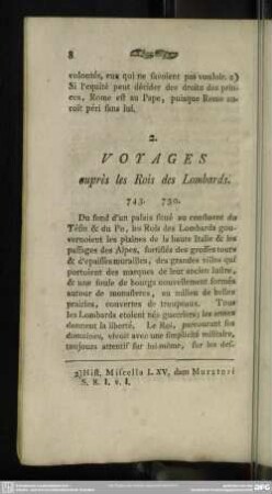 2. Voyages auprès les Rois des Lombards