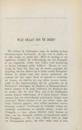 Wat staat ons te doen?