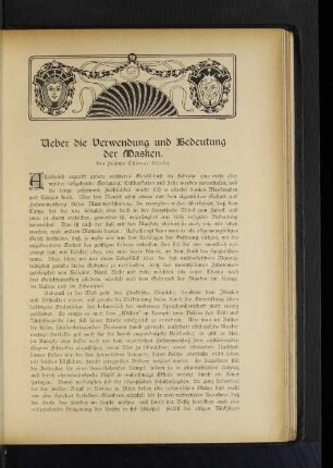 Ueber die Verwendung und Bedeutung der Masken