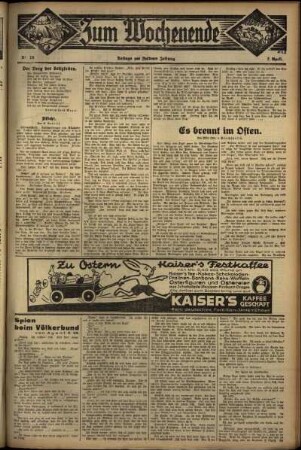 Zweite Ausgabe vom Sonntag, den 02. April 1933.
