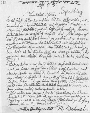 Brief an die Buchbinderei H. Sperling