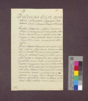 Ernennung des Domherrn Franz Sigmund Blarer von Wartensee zum Schatzmeister des Hochstifts Basel durch Bischof Friedrich Ludwig von Wangen-Geroldseck.
