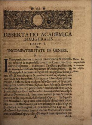 Diss. inaug. iur. de incompatibilitate iurium, dignitatum et beneficiorum