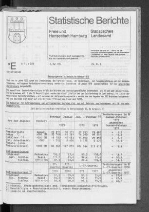 Bauhauptgewerbe in Hamburg im Februar 1979 : Lfd. Nr. 9