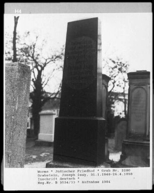 Grabstein von Joseph Isay (+ 1898.04.26)