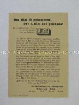 Flugblatt des Maikomitees von Niederpoyritz mit einem Aufruf zu einer Demonstration