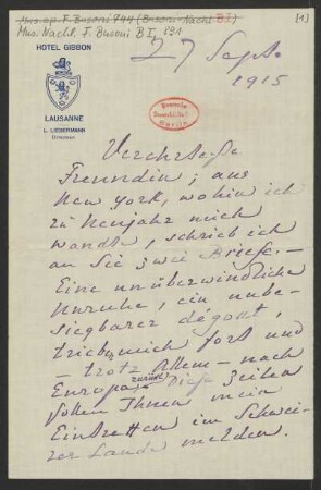 Brief an Jella von Oppenheimer : 27.09.1915