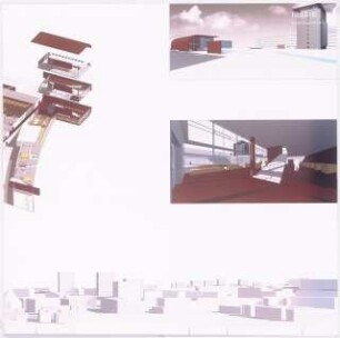 Informations- und Begegnungszentrum an der Stadtbrücke, Frankfurt/Oder Schinkelwettbewerb 2006: Perspektivische Ansichten