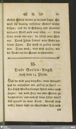 33. Tiefe Seelen-Angst, nach dem 13. Psalm