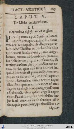 Caput V. De Missae celebratione.
