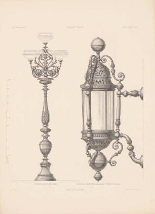 Kandelaber von Ende und Böckmann: Ansichten (aus: Architektonisches Skizzenbuch, H. 144/3, 1877)