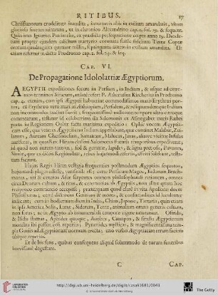 Cap. VI: De Propagatione Idololatriae Aegyptiorum.