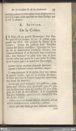 X. Section. De la Colére