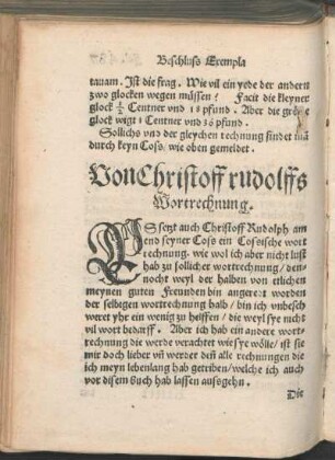 Von Christoff rudolffs Wortrechnung.