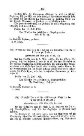 Nachhülfe- und Fortbildungs-Schulen im Preußischen Staate : [V. Elementarschulwesen]