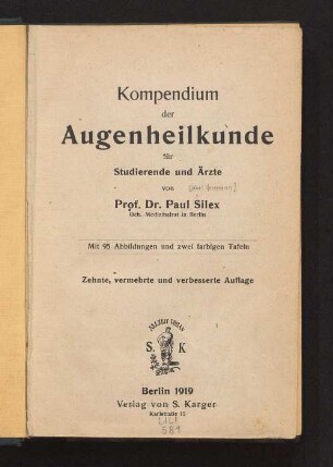 Kompendium der Augenheilkunde für Studierende und Ärzte